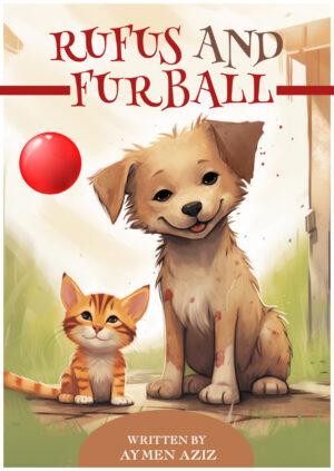 kitten dog and red ball